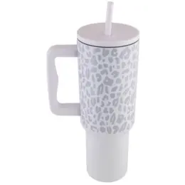 Leopard Print Travel Mug White Side